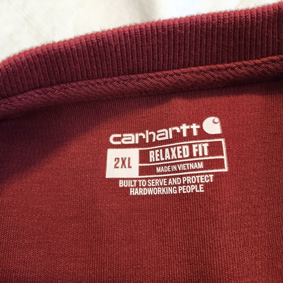 Carhartt Men's Red Long Sleeve Henley Shirt - Picture 5 of 5